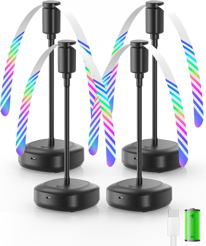 Edvision 4 Pack Food Table Fan, 2000mAh USB Powered Rechargeable Food Fan, Portable Fan with Flexible Goose-Neck and Soft Blades for BBQ, Patio, Party - Image 1